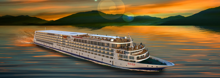 休闲钓鱼游船，船上有遮阳棚，钓鱼爱好者在江面上悠闲垂钓，环境宁静